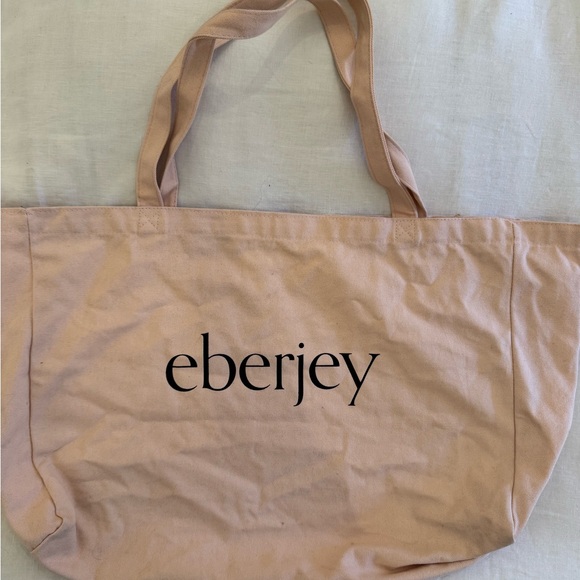 Eberjey Pink Tote Bag with font on both sides. Washable. Canvas - Picture 1 of 4